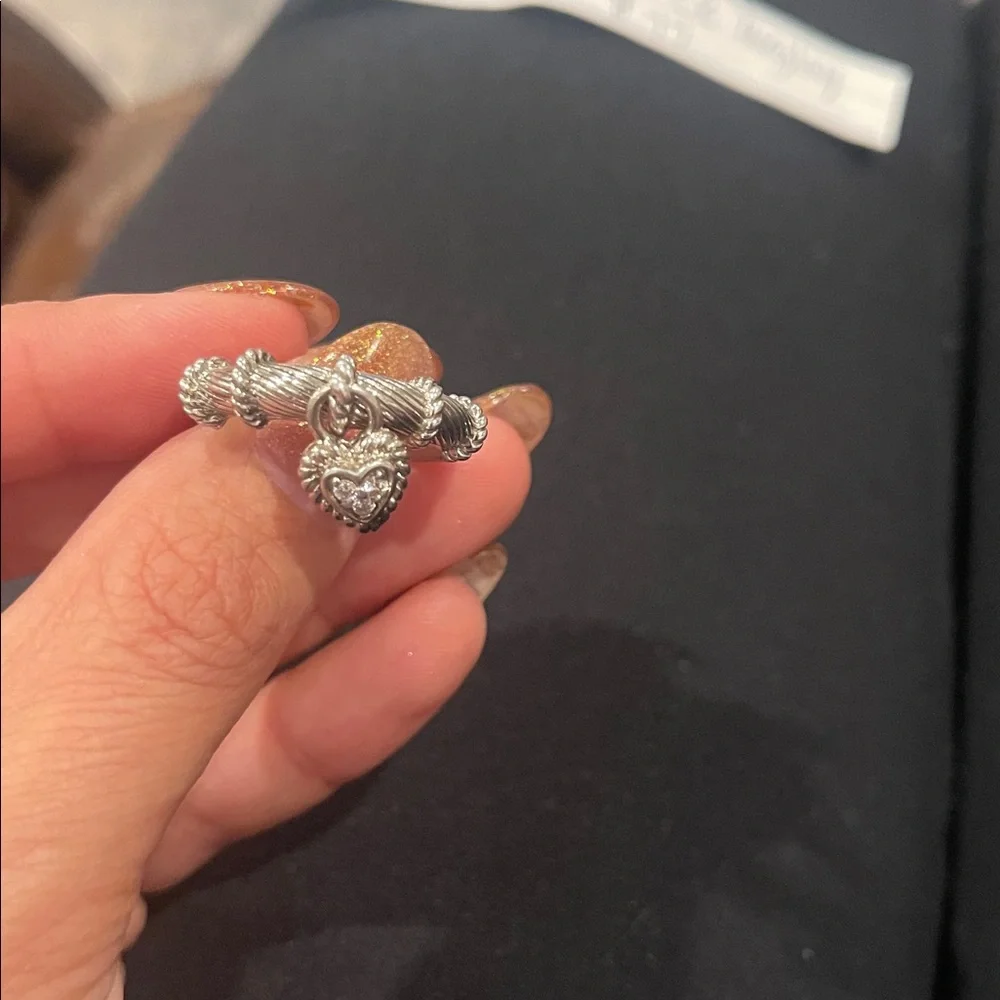 Judith Ripka Silver Heart Charm Ring - Picture 2 of 3